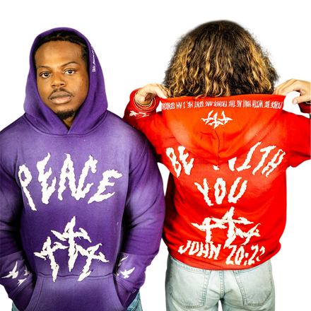 “PEACE BE WITH YOU” FADED PURPLE HOODIE