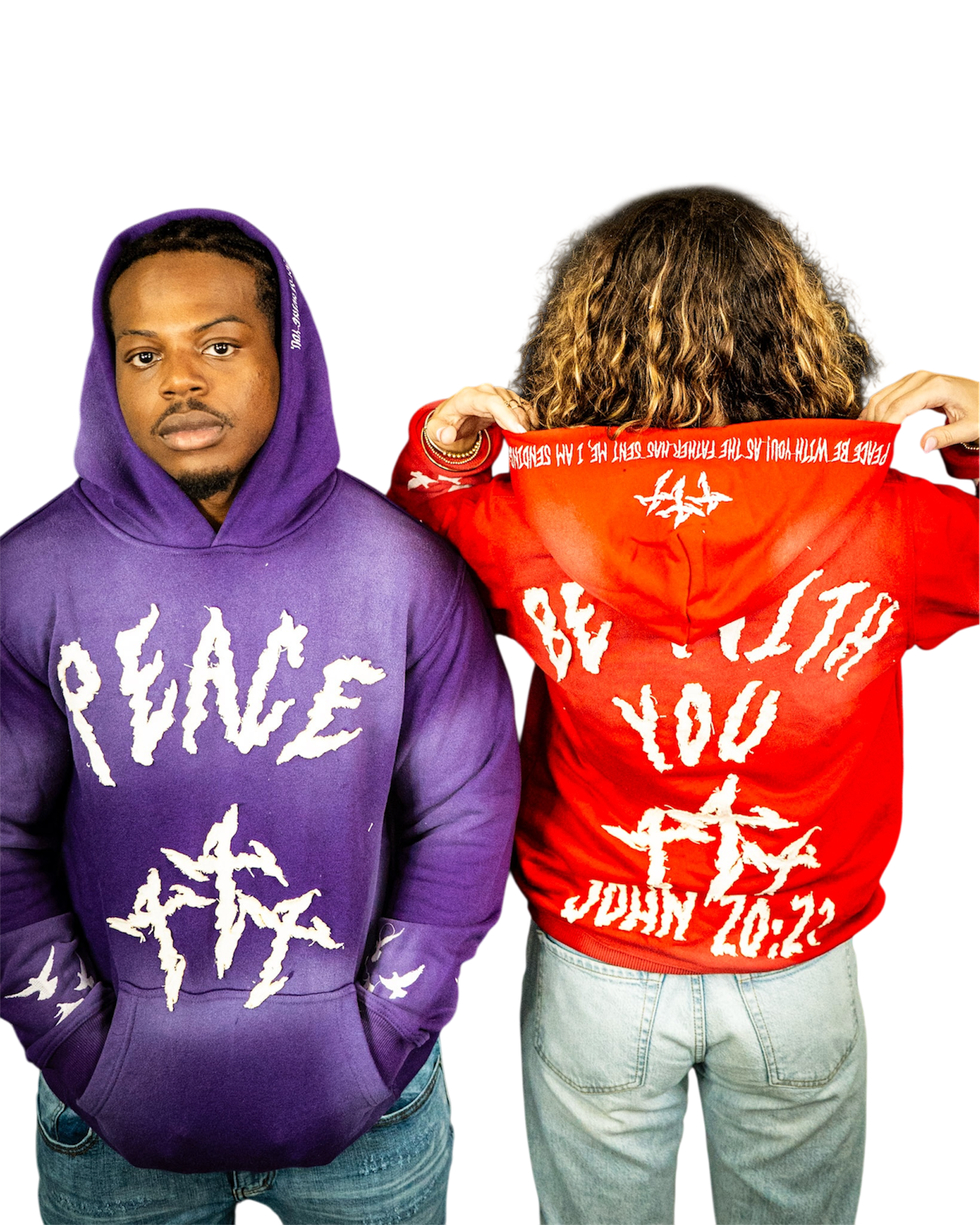 “PEACE BE WITH YOU” FADED PURPLE HOODIE