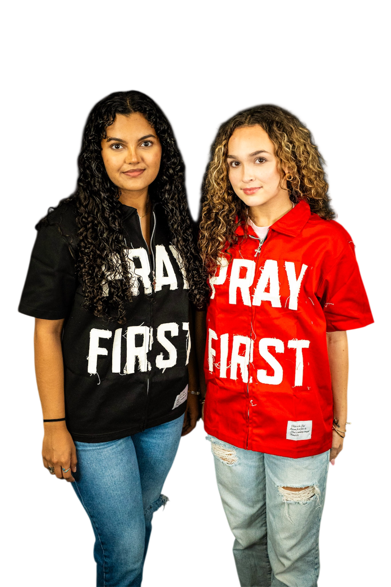 "Pray First” Zip-up Worker Tee