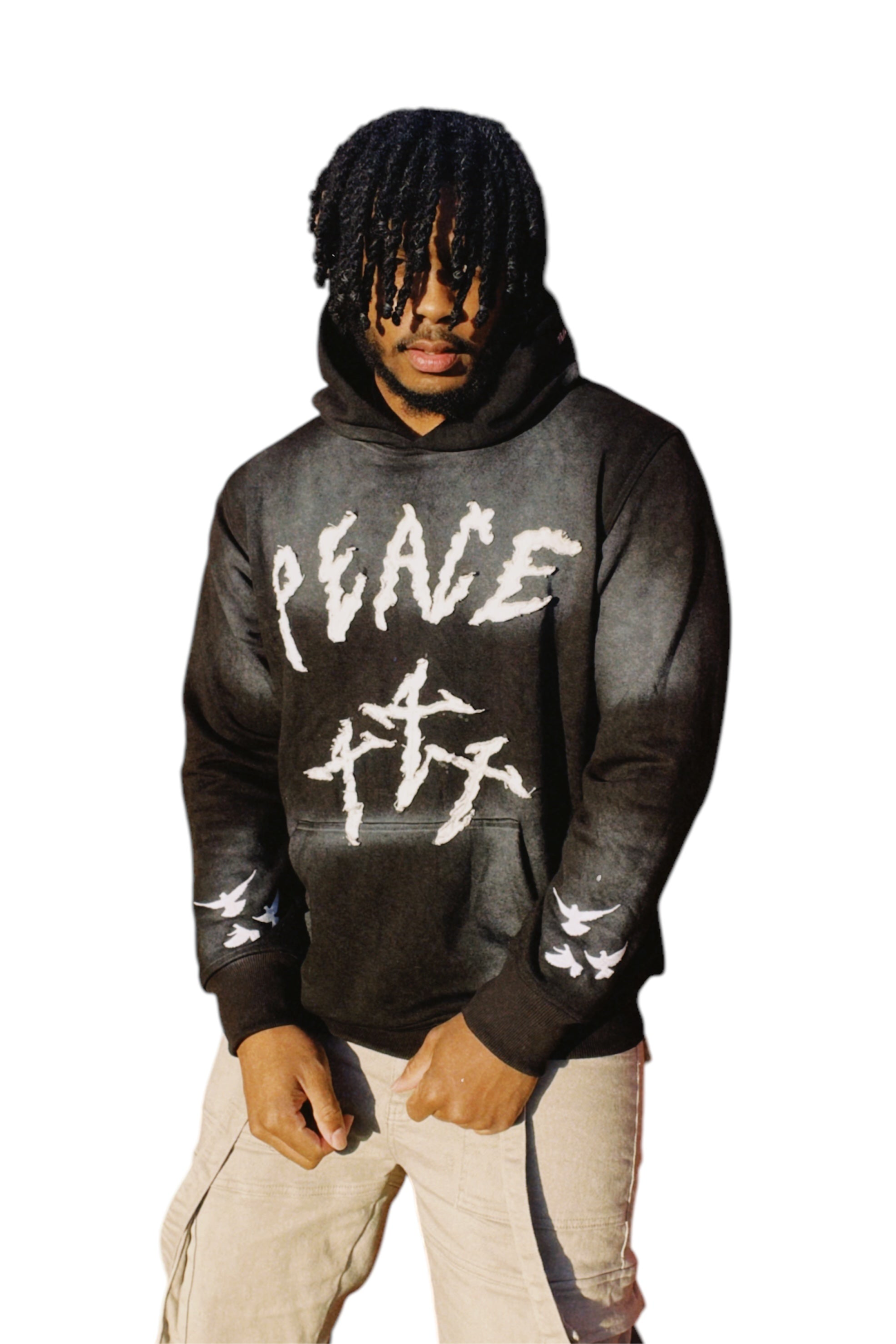 “PEACE BE WITH YOU” SMOKEY BLACK HOODIE