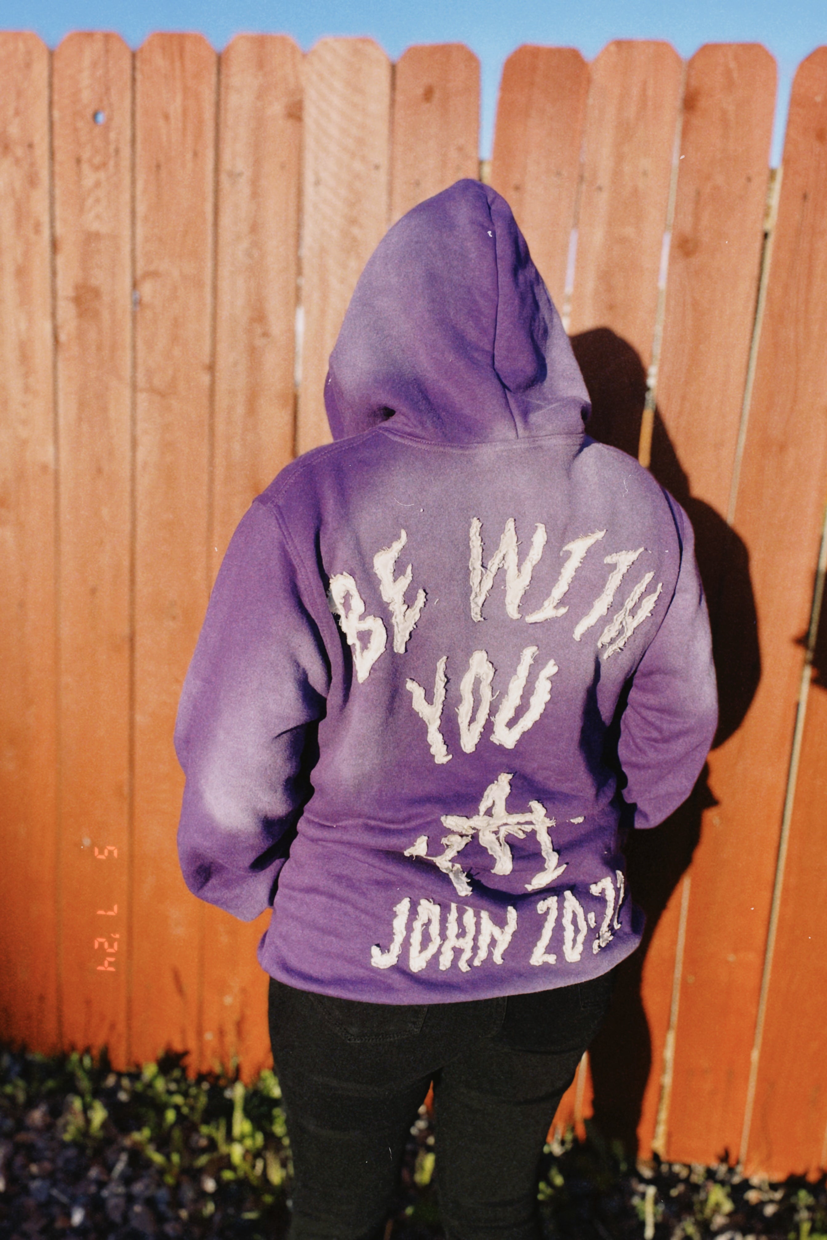 “PEACE BE WITH YOU” FADED PURPLE HOODIE