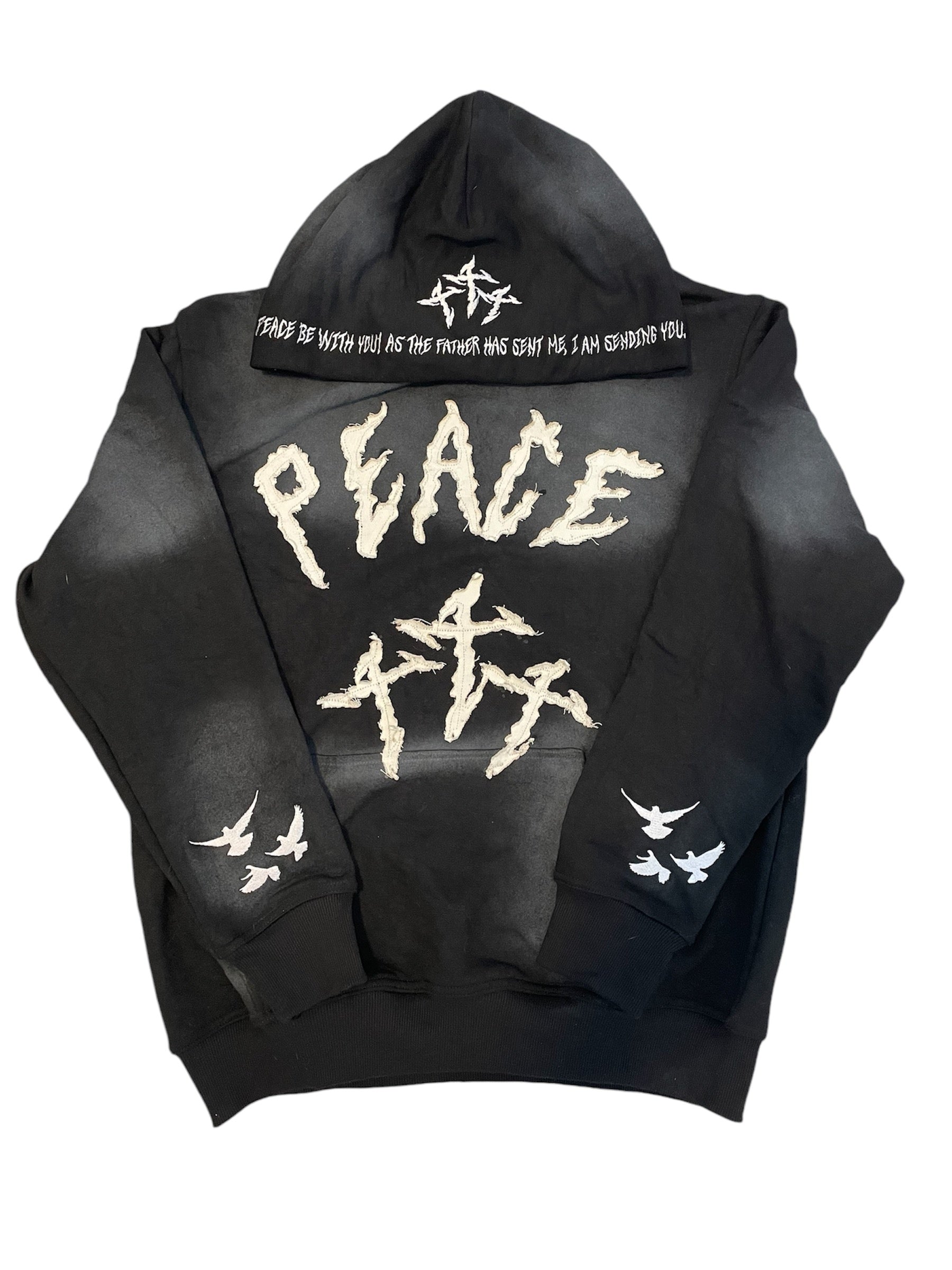 “PEACE BE WITH YOU” SMOKEY BLACK HOODIE