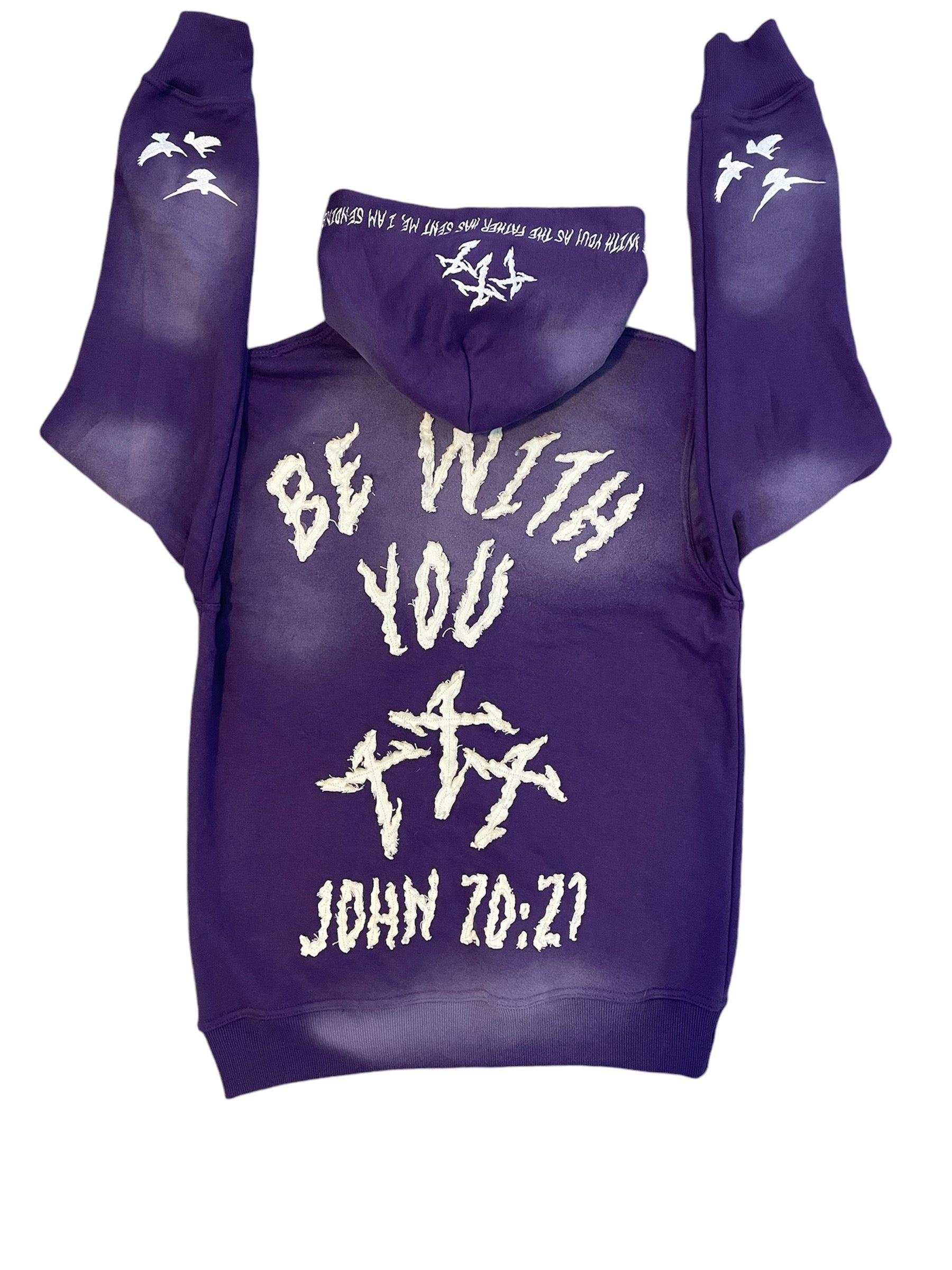 “PEACE BE WITH YOU” FADED PURPLE HOODIE