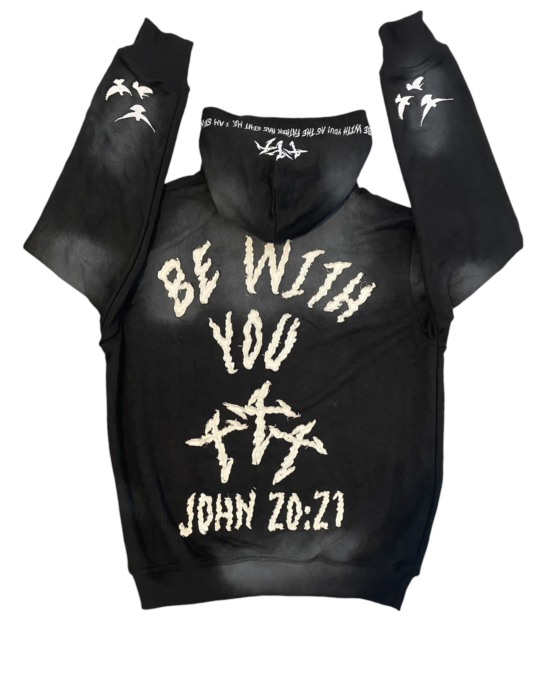 “PEACE BE WITH YOU” SMOKEY BLACK HOODIE