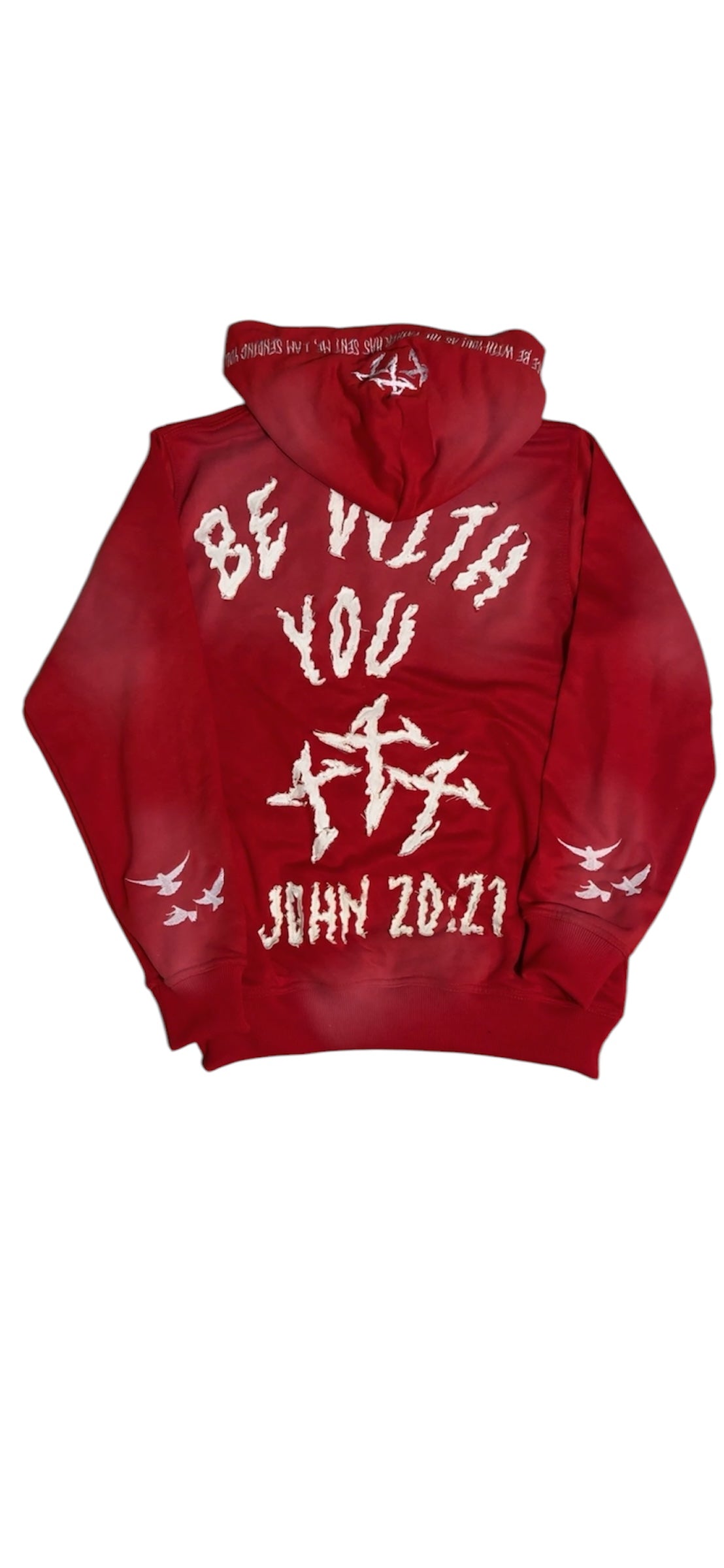 “PEACE BE WITH YOU” FADED RED HOODIE