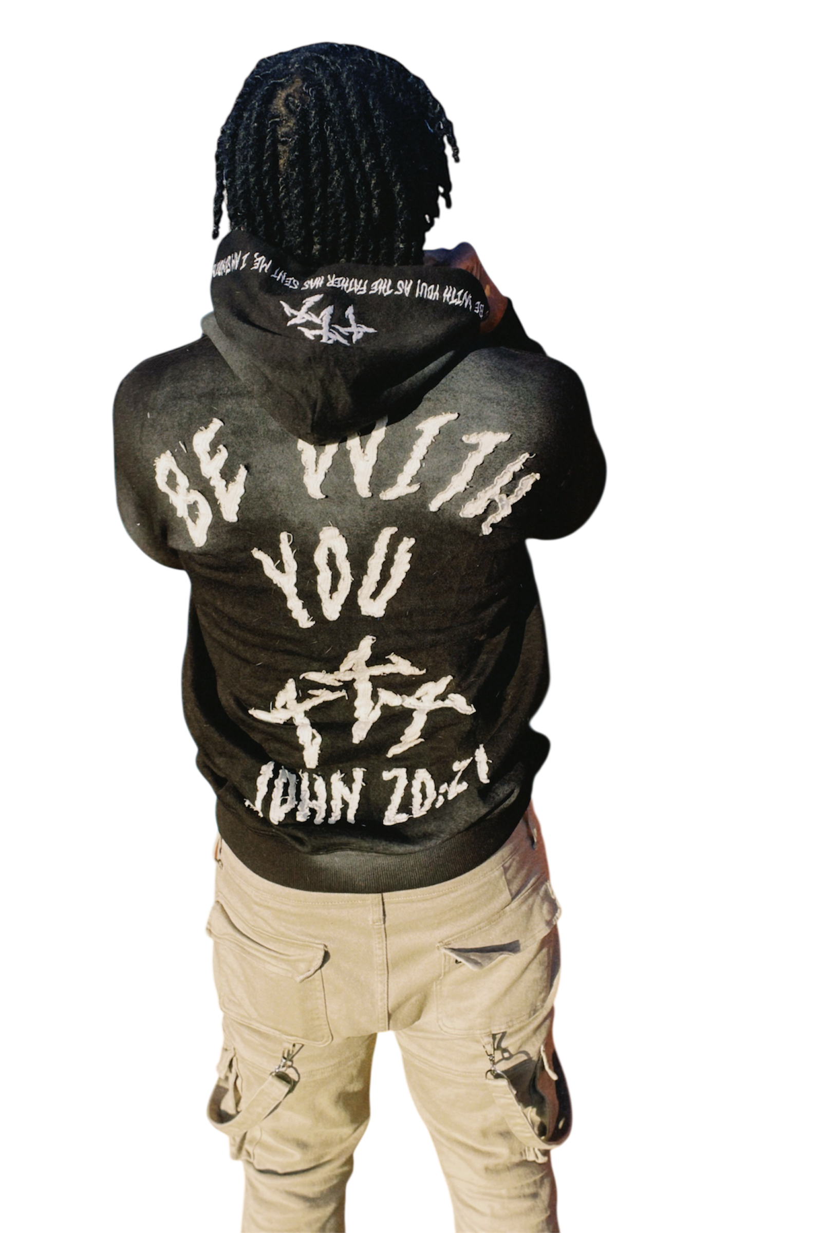 “PEACE BE WITH YOU” SMOKEY BLACK HOODIE