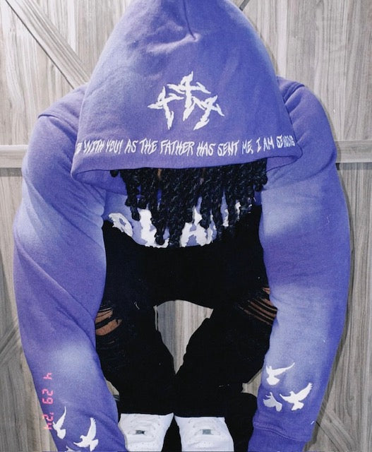 “PEACE BE WITH YOU” FADED PURPLE HOODIE