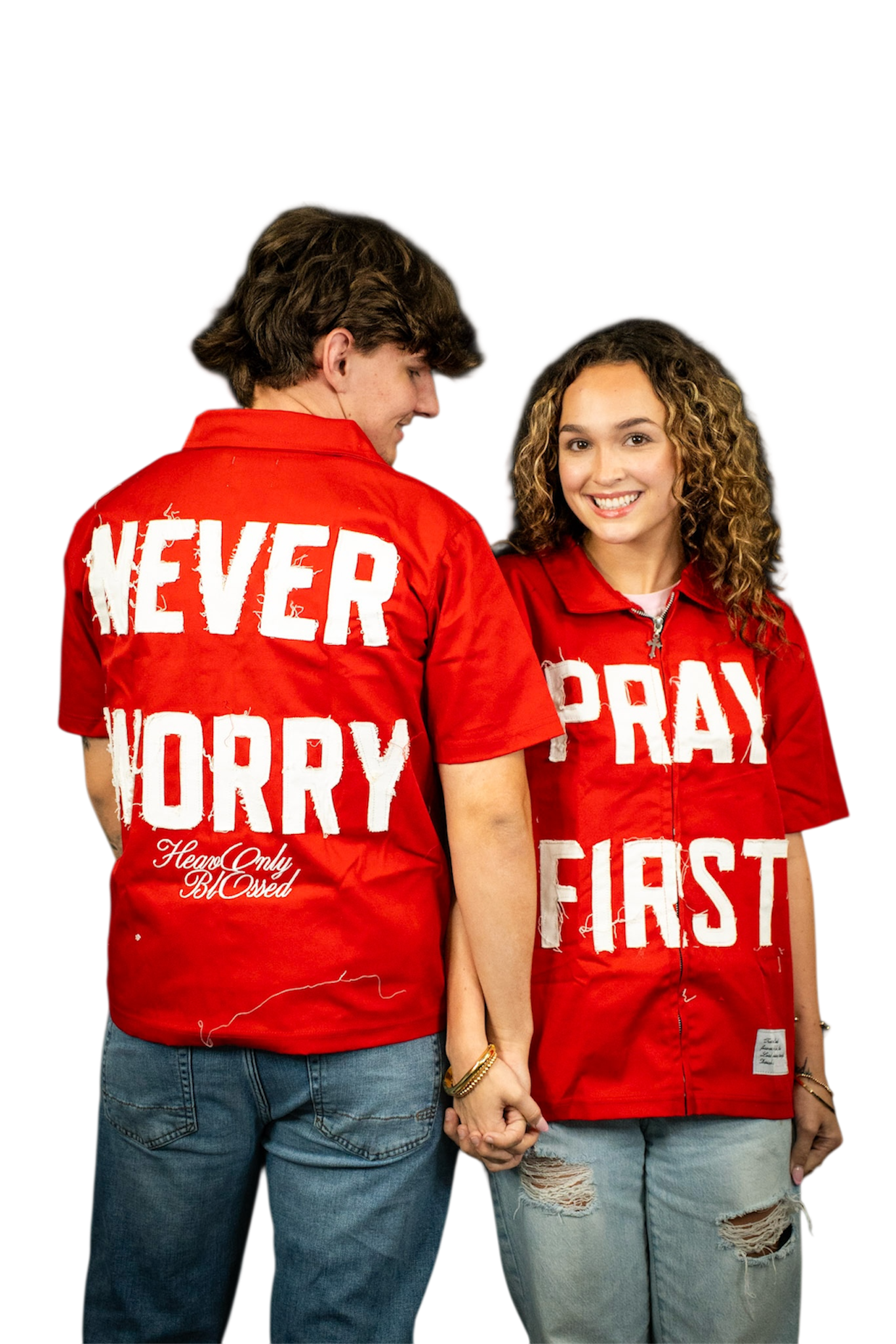 "Pray First” Zip-up Worker Tee