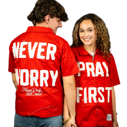 "Pray First” Zip-up Worker Tee